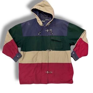 Vtg 90s Color Block County Seat Nuovo Men’s Zip & Hook Closure Sz M Oversized